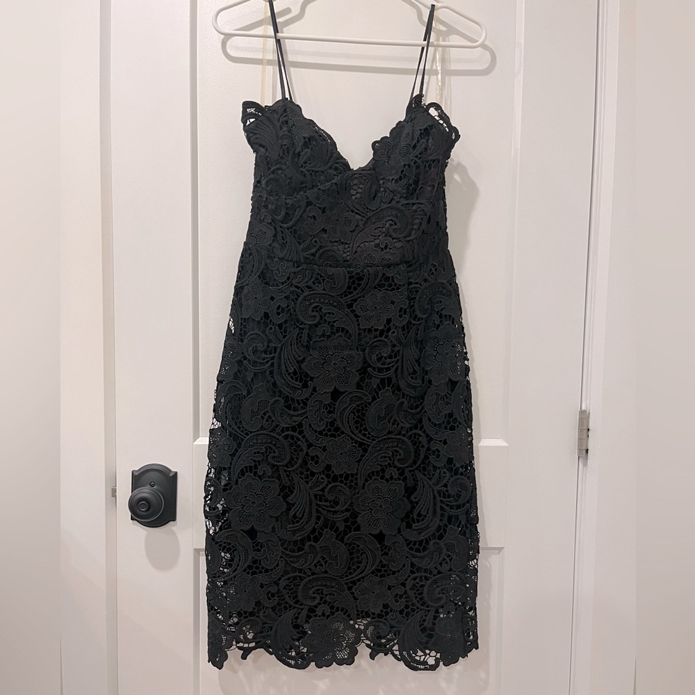 Occasion Dress- Mustard Seed - Black - Size M - Crochet overlay